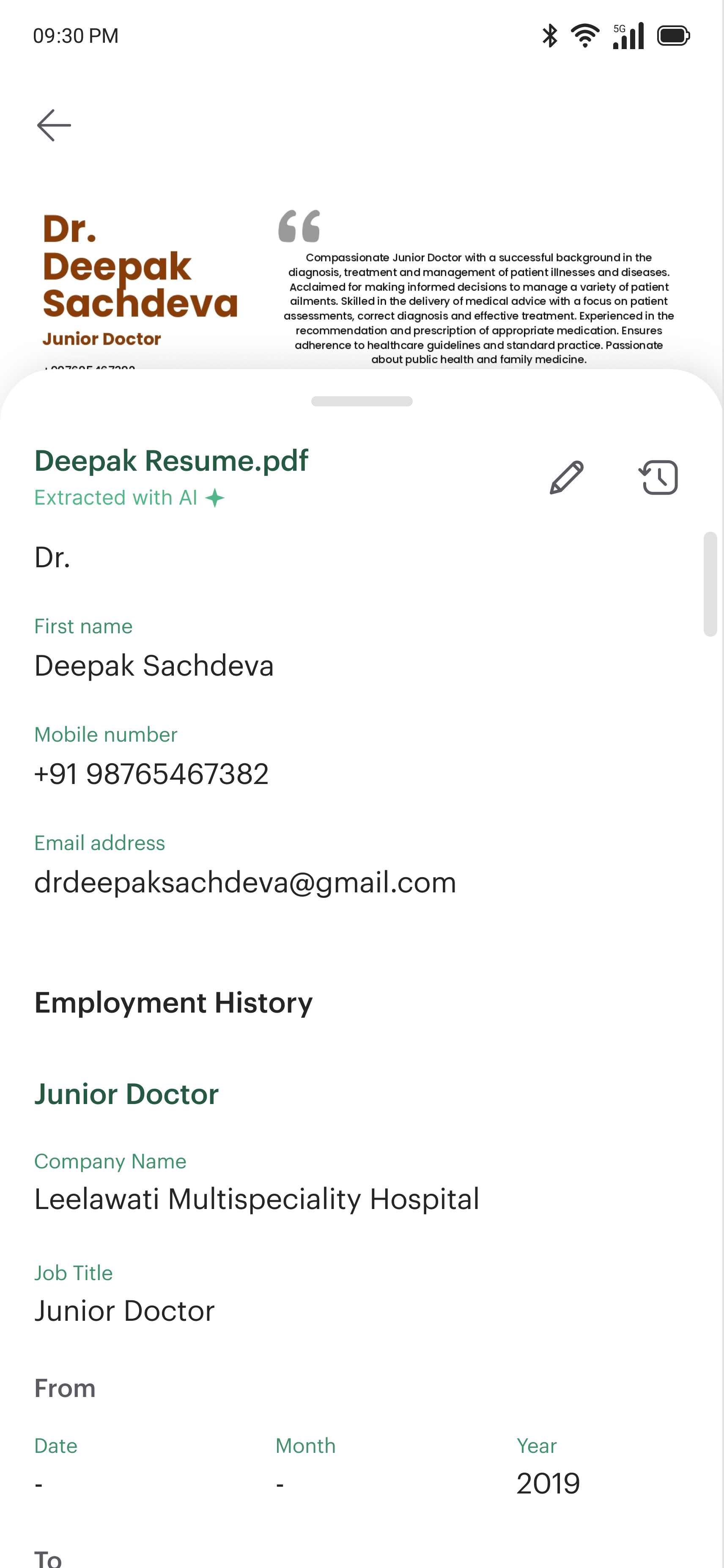 Structured profile extracted from PDF